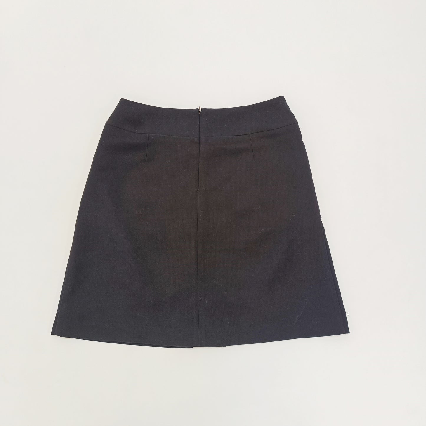 Black Wool Blend Tailored Mini Skirt with Statement Pockets – Womens Medium
