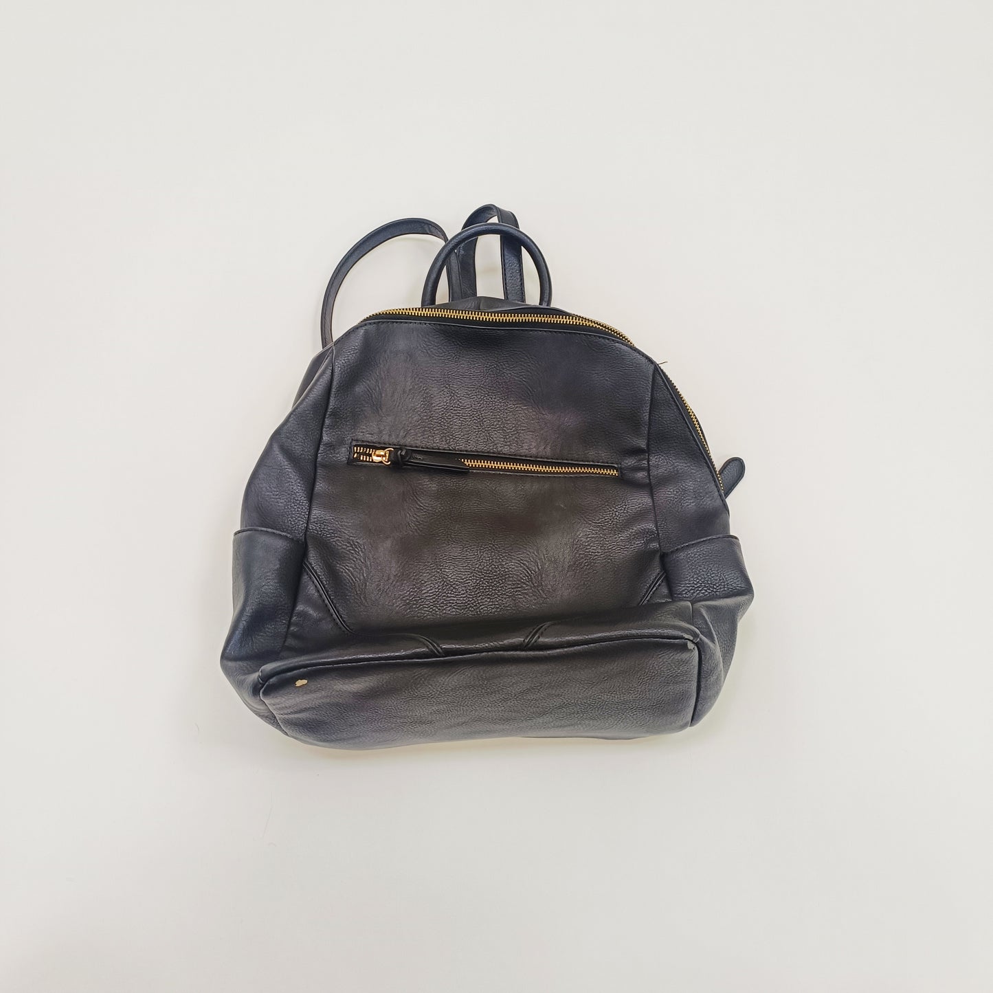 Black Faux Leather Gold Hardwear Laptop Backpack ONE Size | Preloved