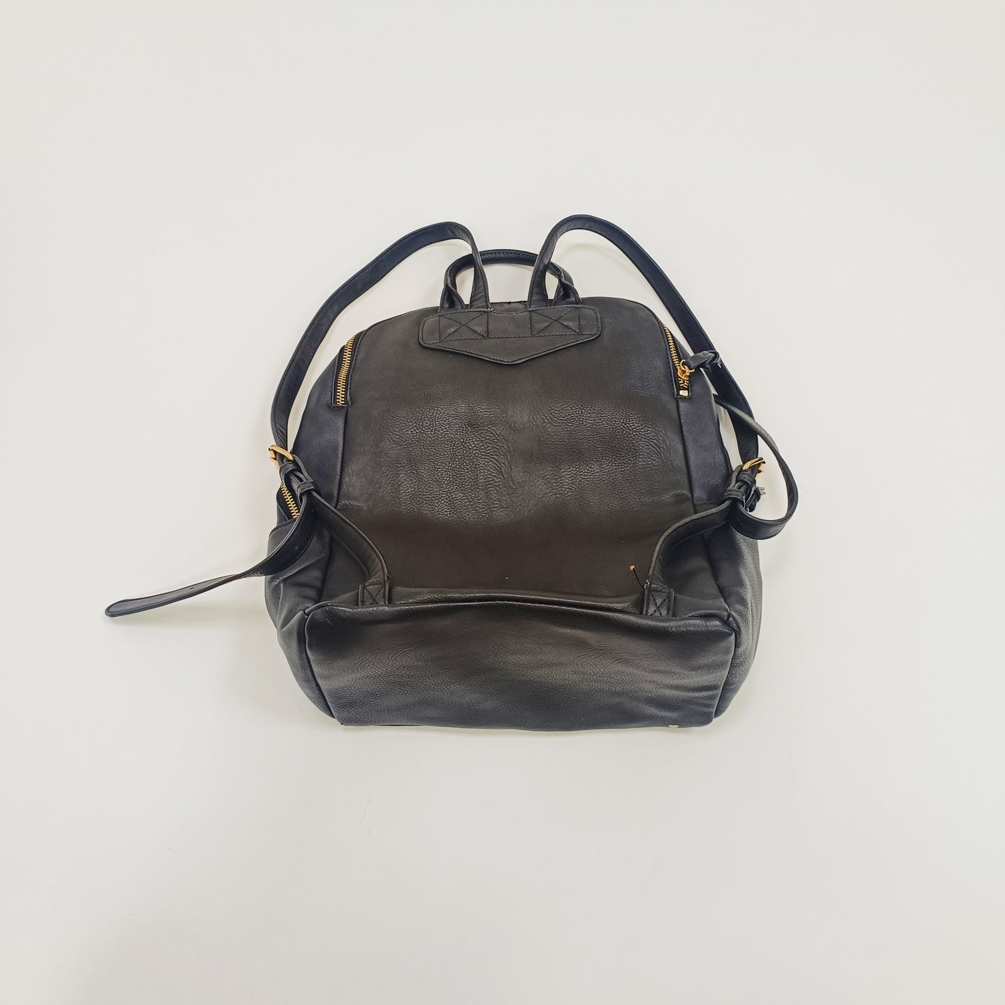 Black Faux Leather Gold Hardwear Laptop Backpack ONE Size | Preloved