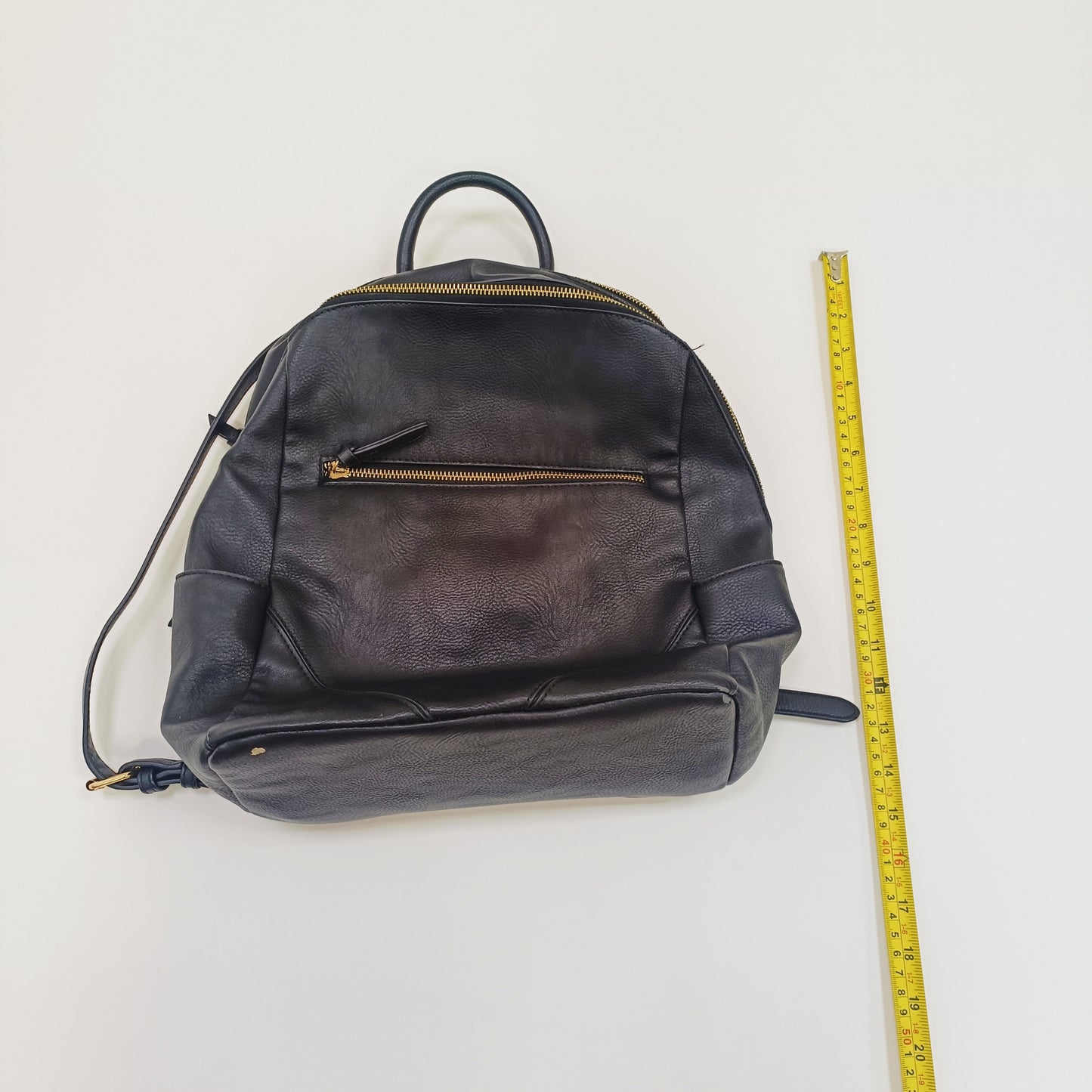 Black Faux Leather Gold Hardwear Laptop Backpack ONE Size | Preloved