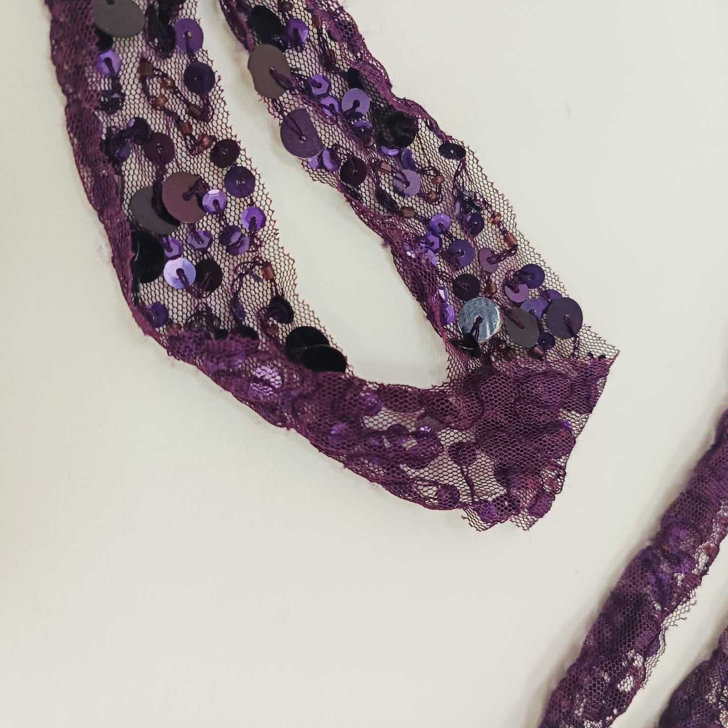 Dark Purple Sequin Skinny Scarf ONE Size | Preloved