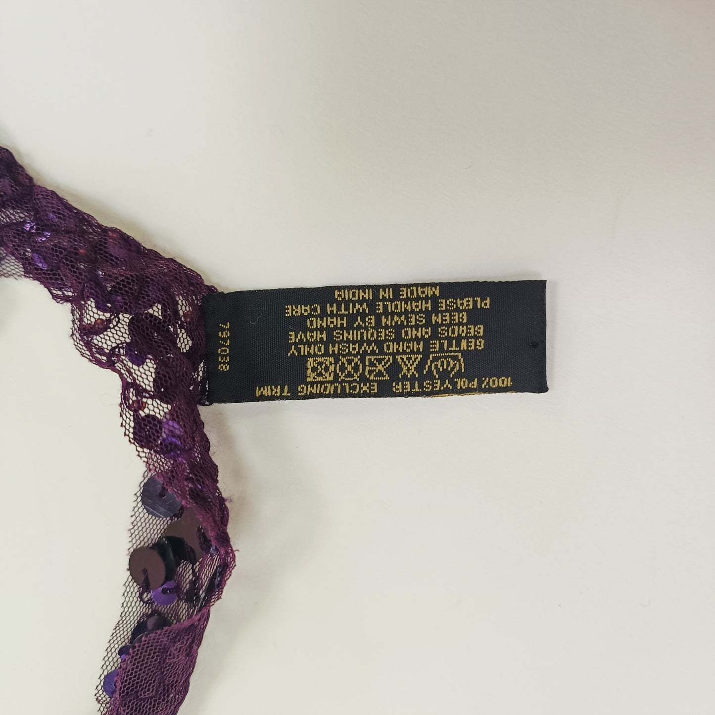 Dark Purple Sequin Skinny Scarf ONE Size | Preloved