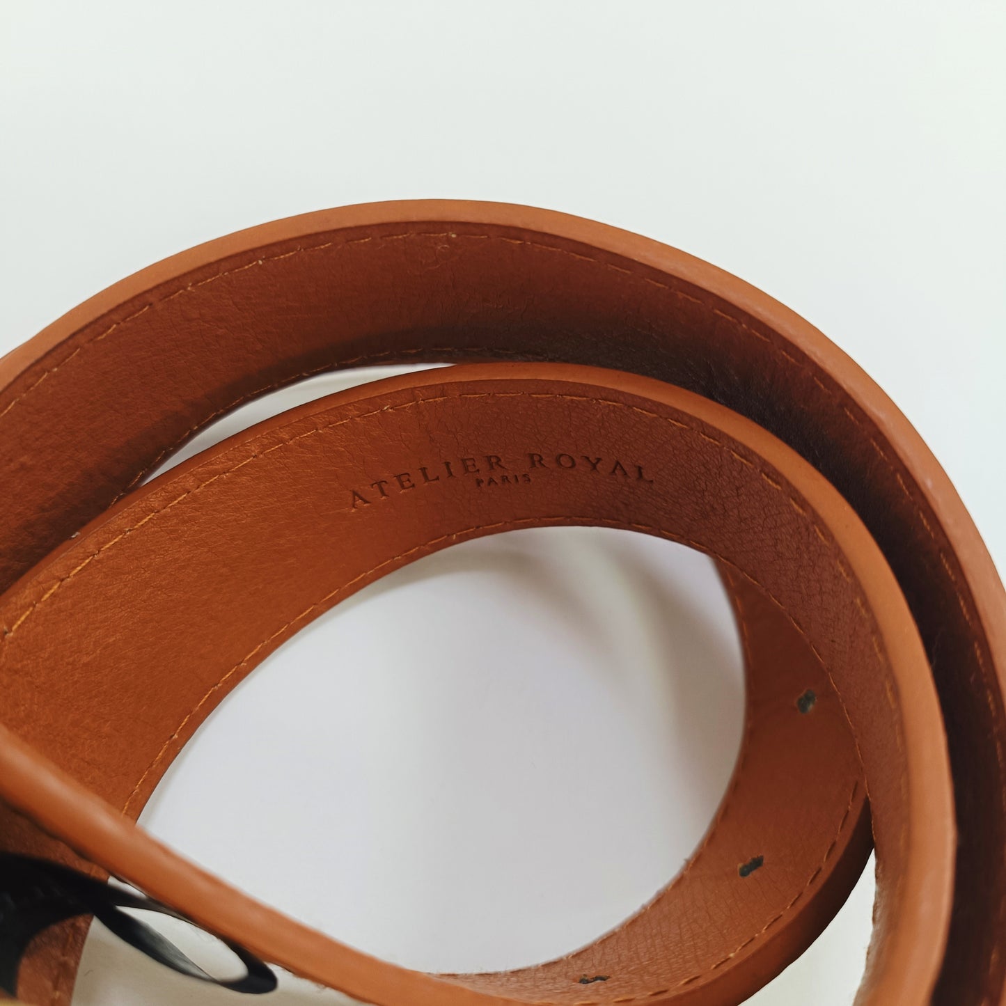 Tan Brown Faux Leather Belt With Gold Buckle ONE Size | Preloved
