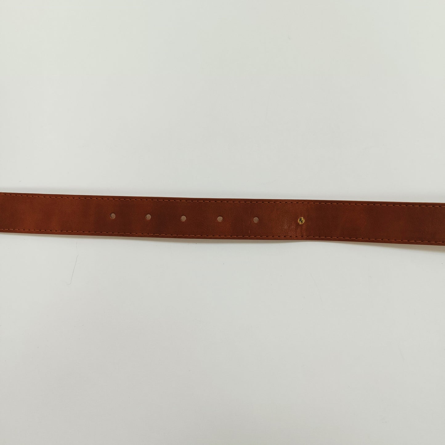 Tan Brown Faux Leather Belt With Gold Buckle ONE Size | Preloved
