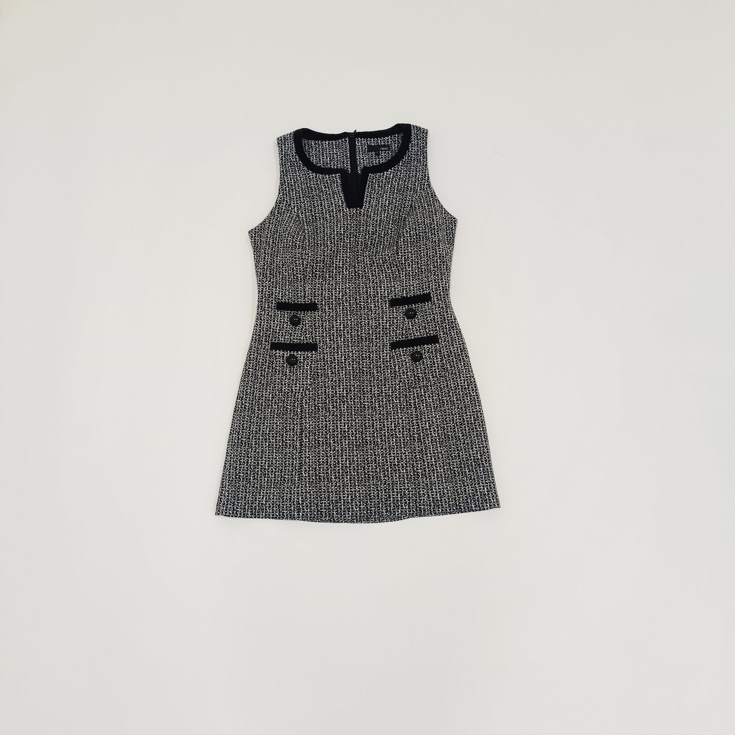 Monochrome Tweed Style Sleeveless Mini Dress Size Medium | Preloved