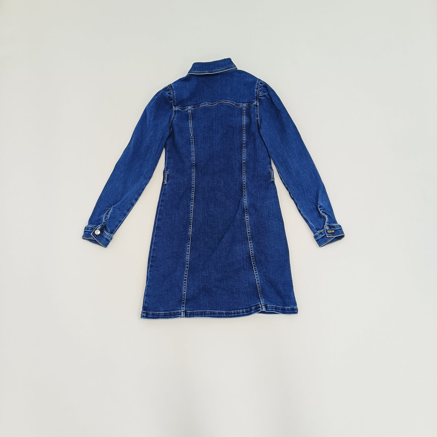 Mid Wash Denim Button Up Mini Dress Size Small | Preloved