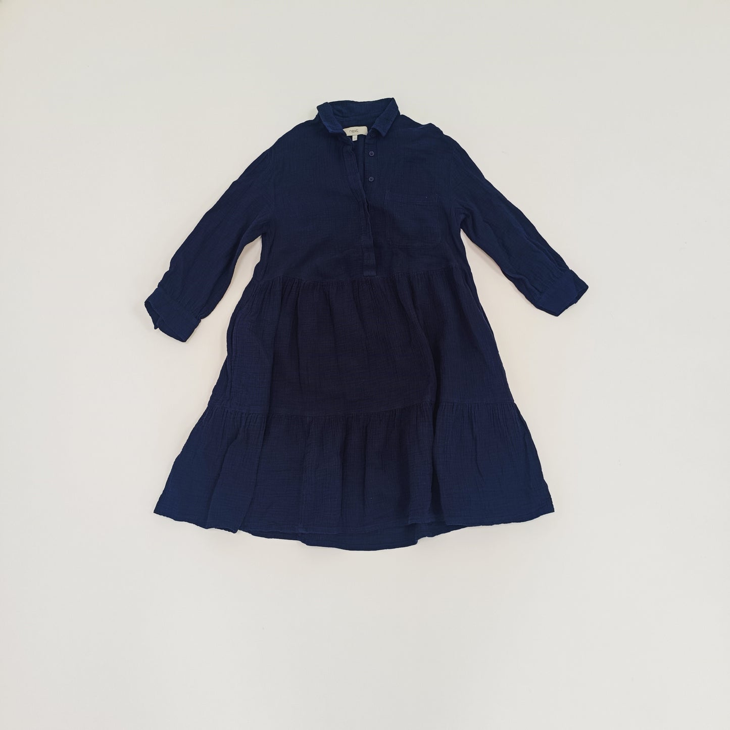 Navy Blue Oversized Tiered Shift Dress Size Small | Preloved