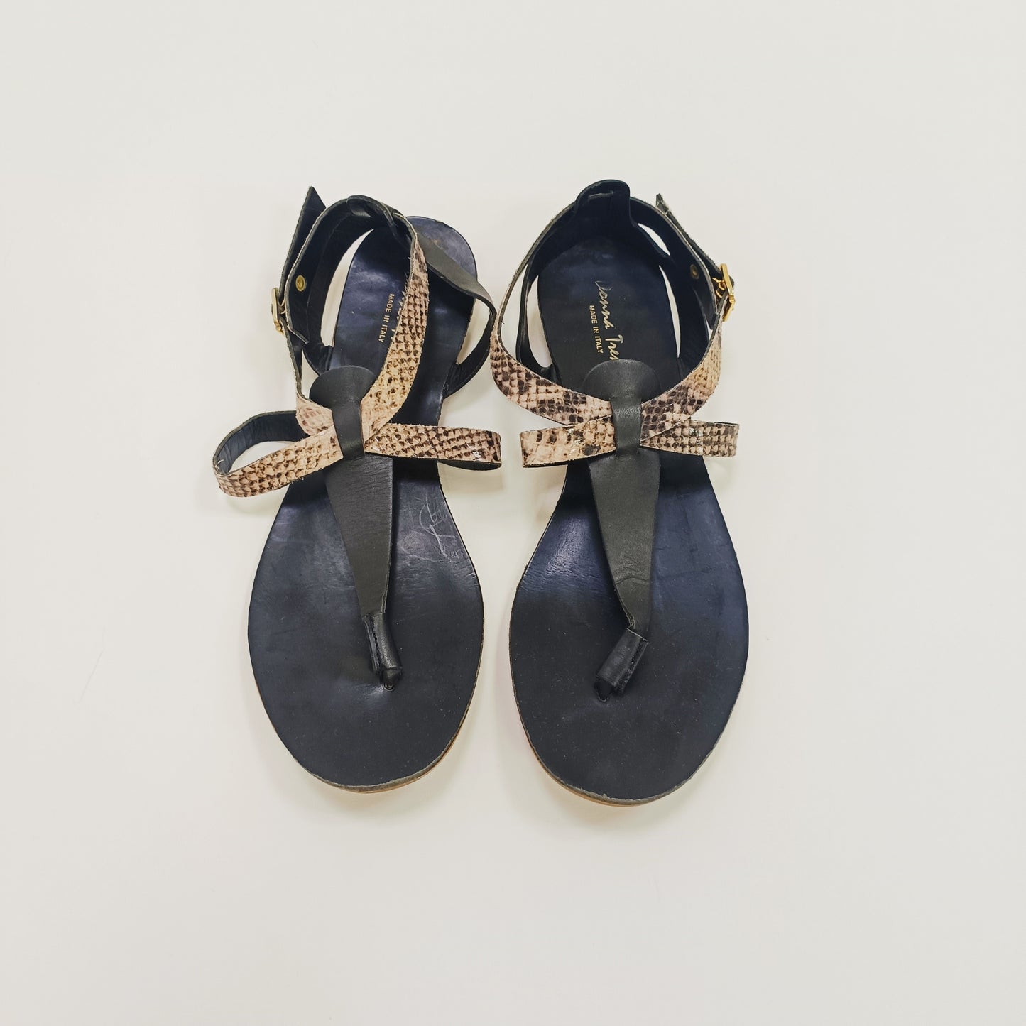 Black Snakeskin Strappy Sandals Size 5 | Preloved