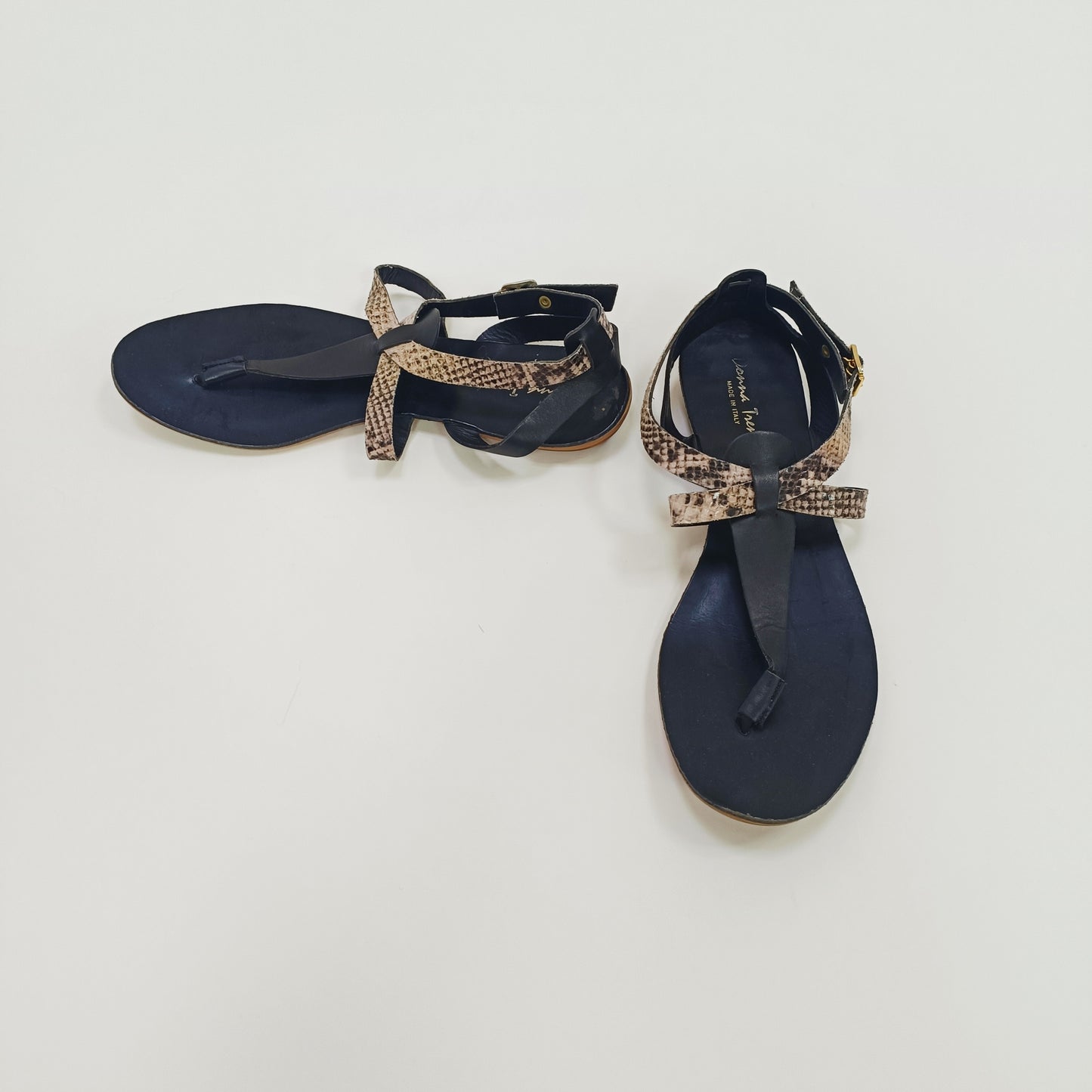 Black Snakeskin Strappy Sandals Size 5 | Preloved