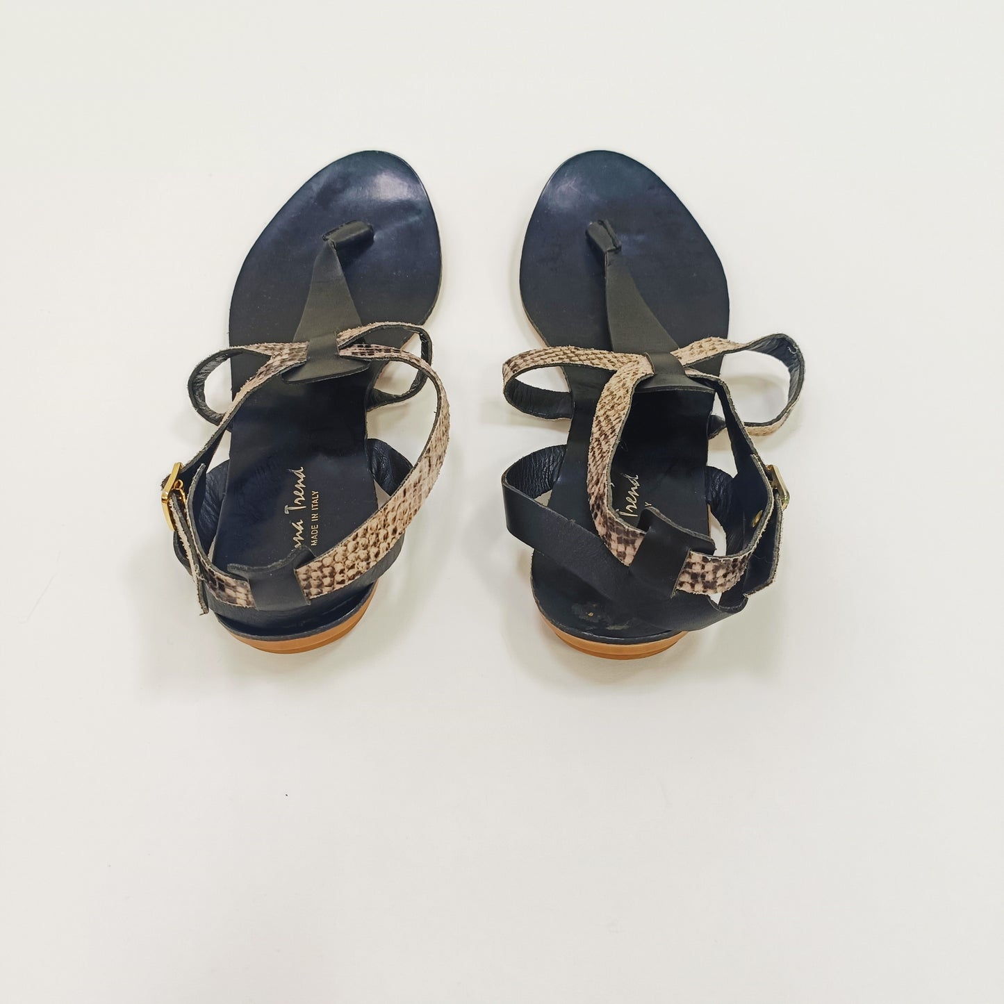 Black Snakeskin Strappy Sandals Size 5 | Preloved