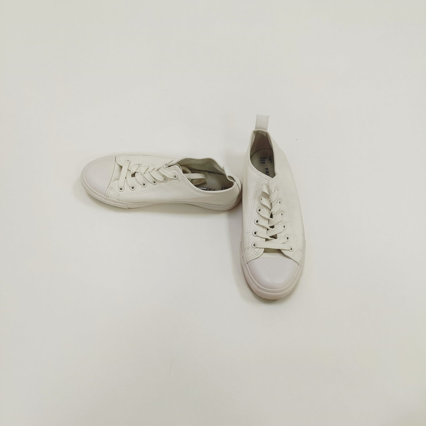White Low Rise Faux Leather Lace Up Trainers Size 6 | Preloved