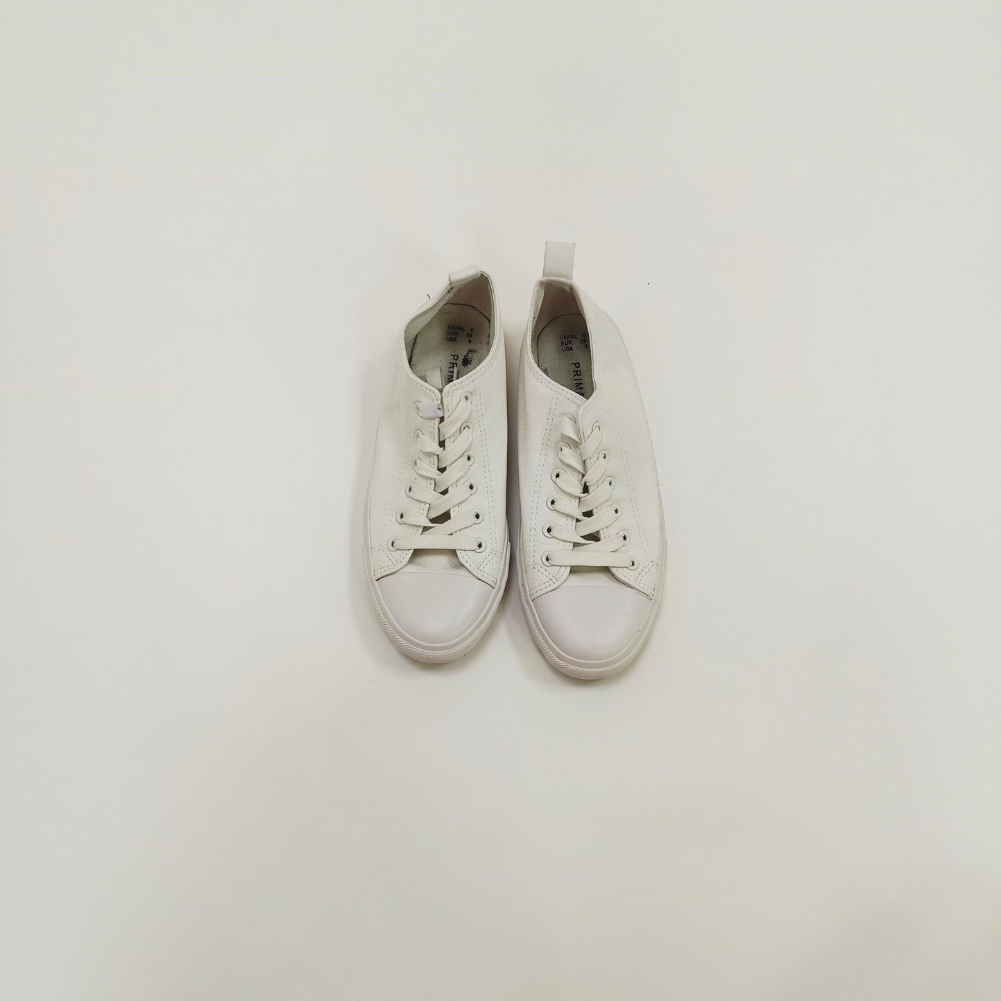 White Low Rise Faux Leather Lace Up Trainers Size 6 | Preloved