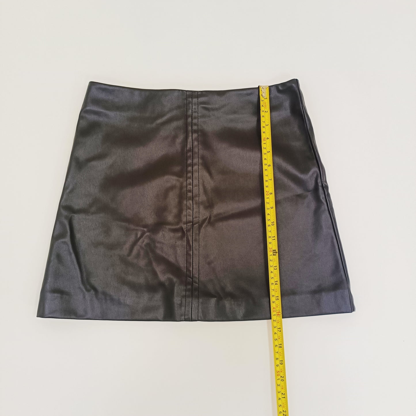 Black Faux Leather Zip Up Mini Skirt Size Small | Preloved