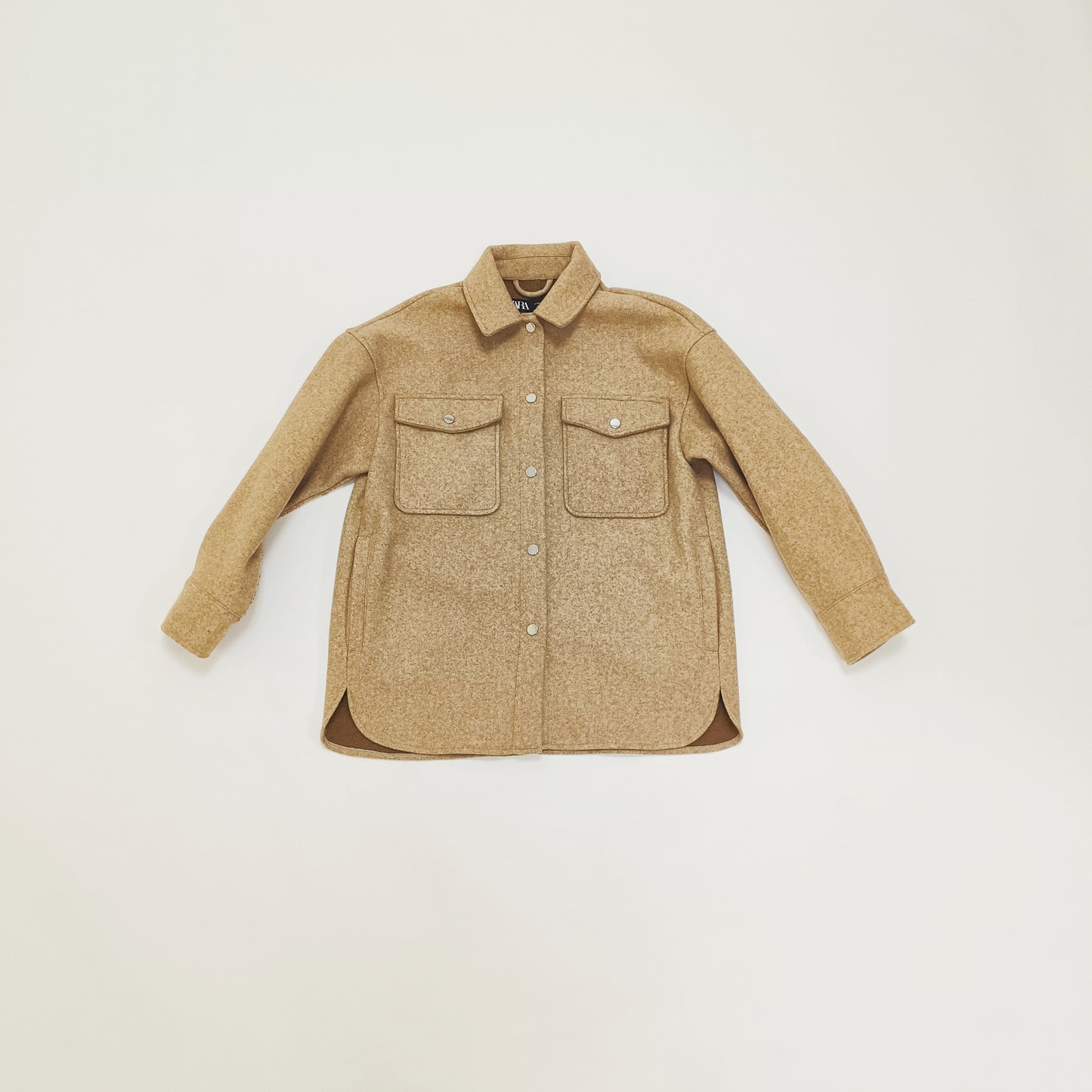 Brown Oversized Fleece Flecked Shacket | Preloved
