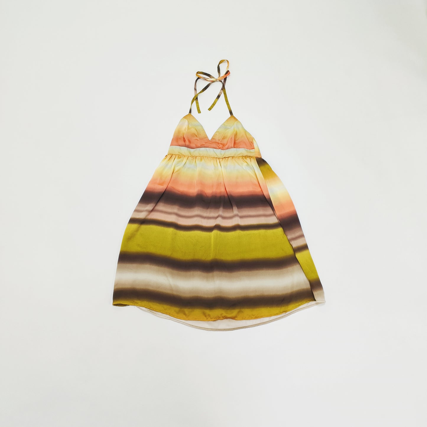 Pastel Sunset Print Halter Neck Mini Dress Size Small | Preloved