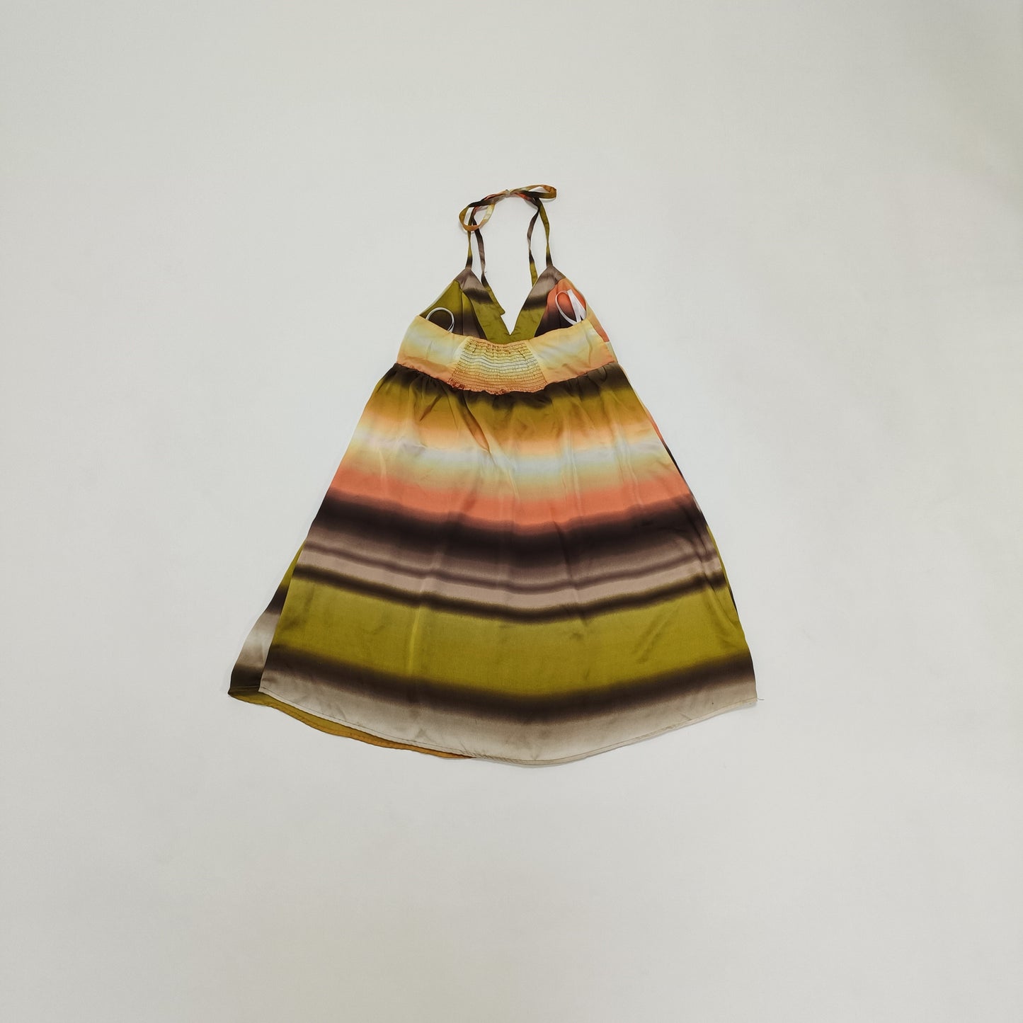 Pastel Sunset Print Halter Neck Mini Dress Size Small | Preloved