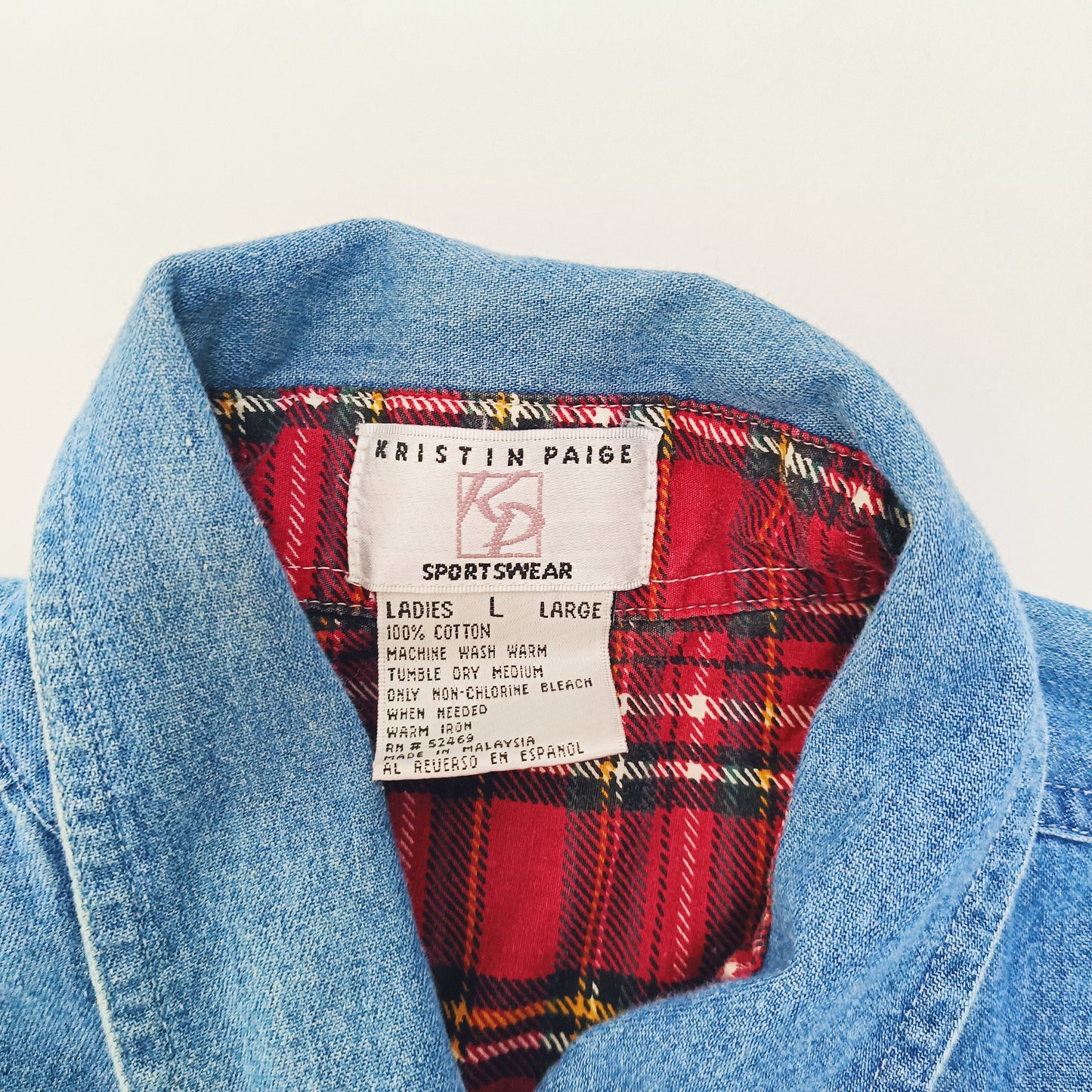 Light Wash Womens Denim Shirt Size Large | Preloved