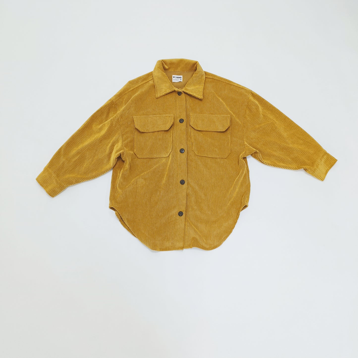 Mustard Yellow Chunky Corduroy Womens Shacket Size Small | Preloved