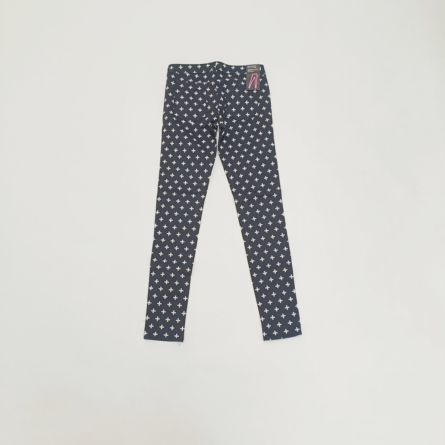 High Waist Black Patterned Womens Super Skinny Jeans Size Medium | Preloved