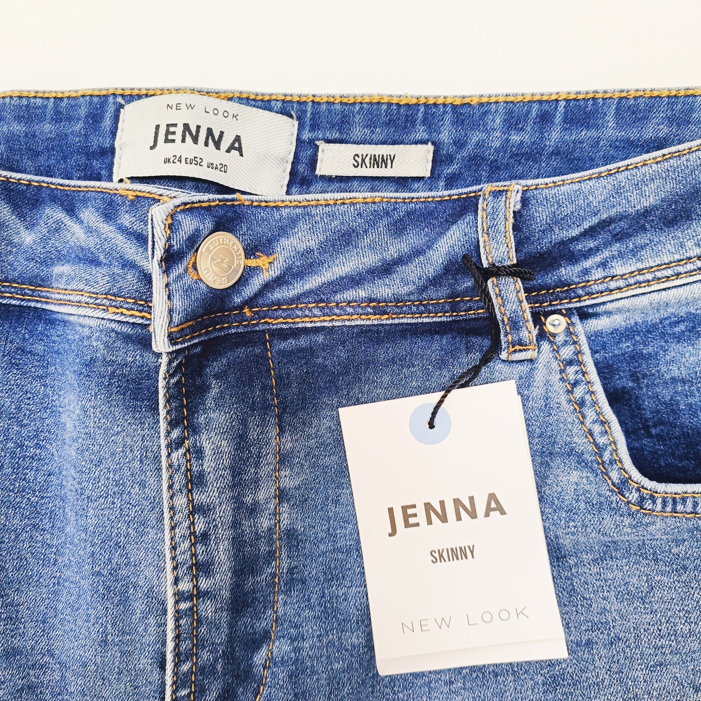 Mid Wash Lace Up Leg High Waist Skinny Jeans Size Extra Extra Large | Preloved