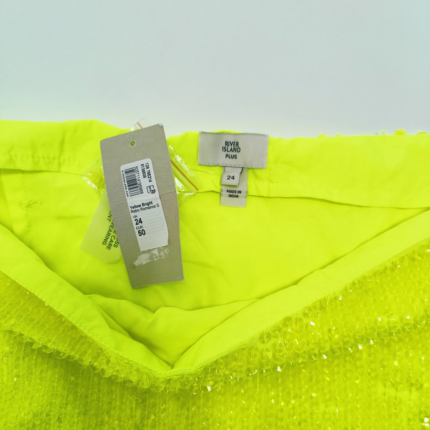 Fluorescent Yellow Sequin Festival Midi Skirt Size Extra Extra Large | Preloved