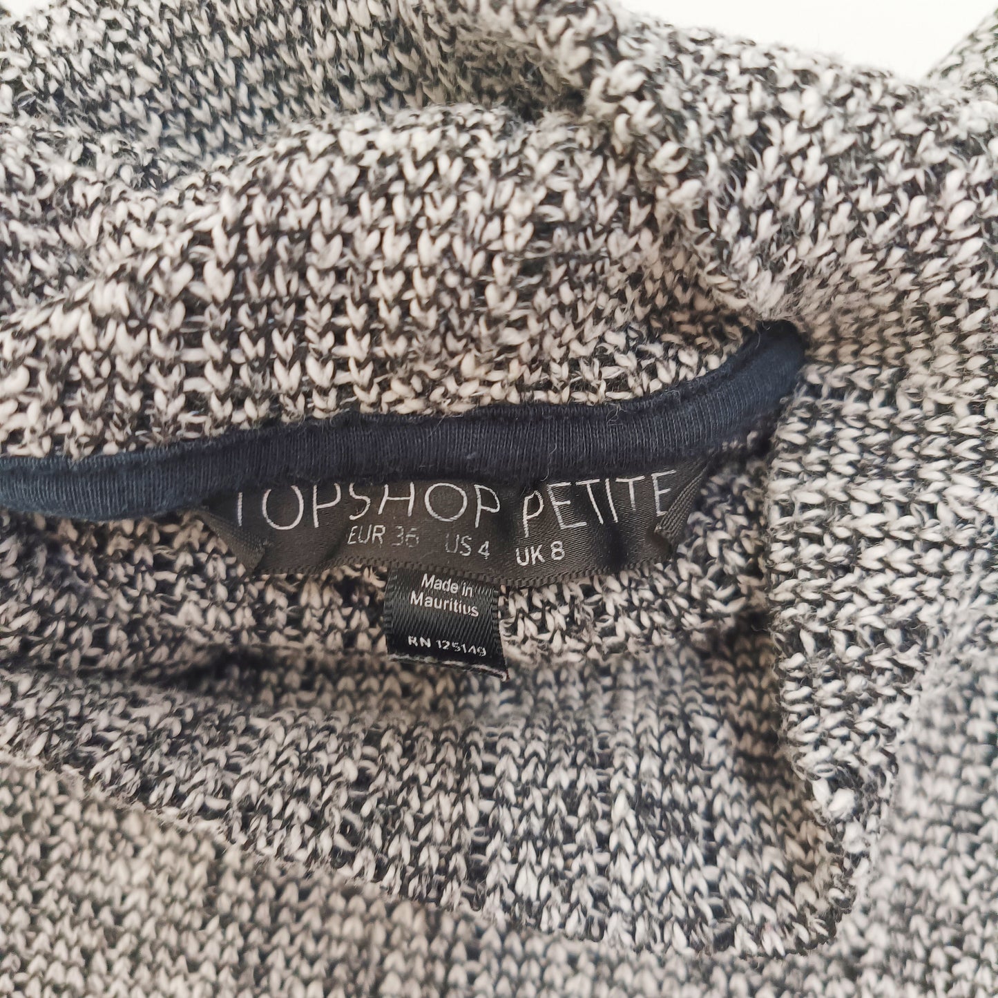 Grey Marl Funnel Neck Jumper Size Small | Preloved