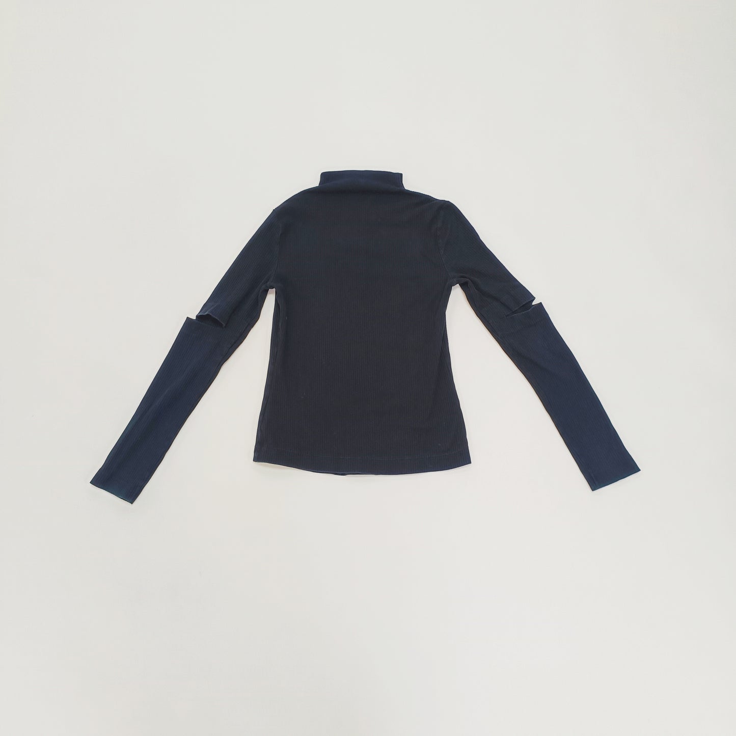 Black Ribbed Cut Out Military Style Top Size Extra Small | Preloved