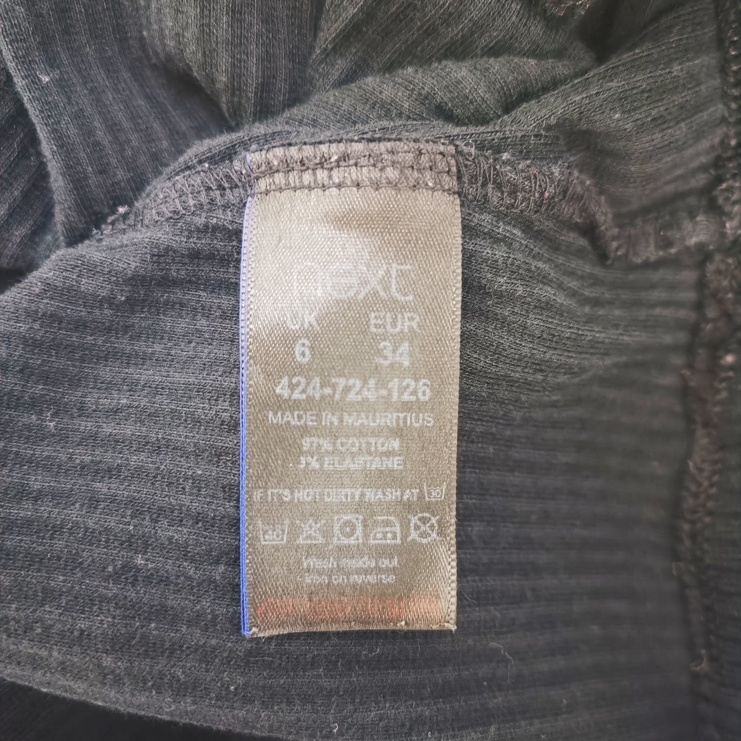Black Ribbed Cut Out Military Style Top Size Extra Small | Preloved