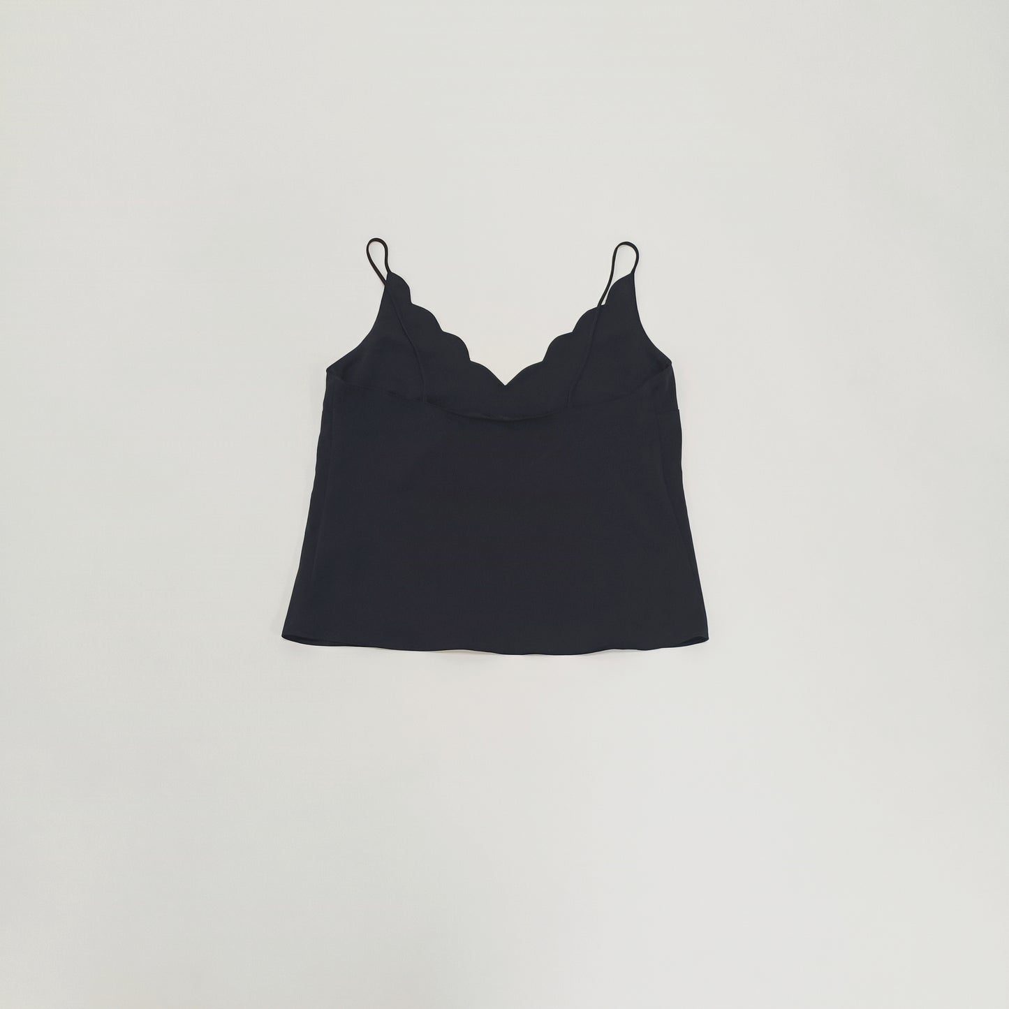 Black Scallop Neck Vest Top Size Extra Small | Preloved