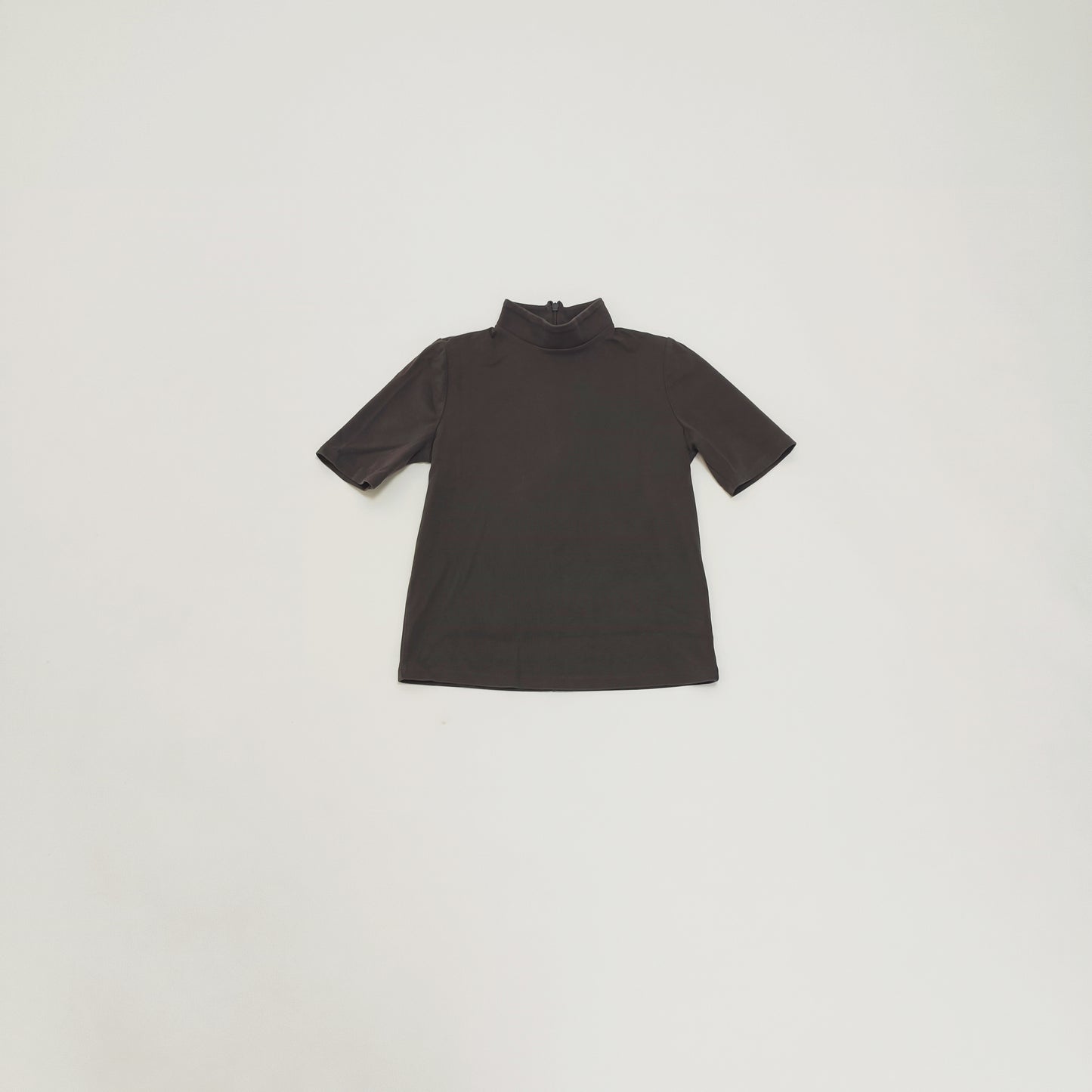 Grey Funnel Neck Short Sleeve Top Size Extra Small | Preloved