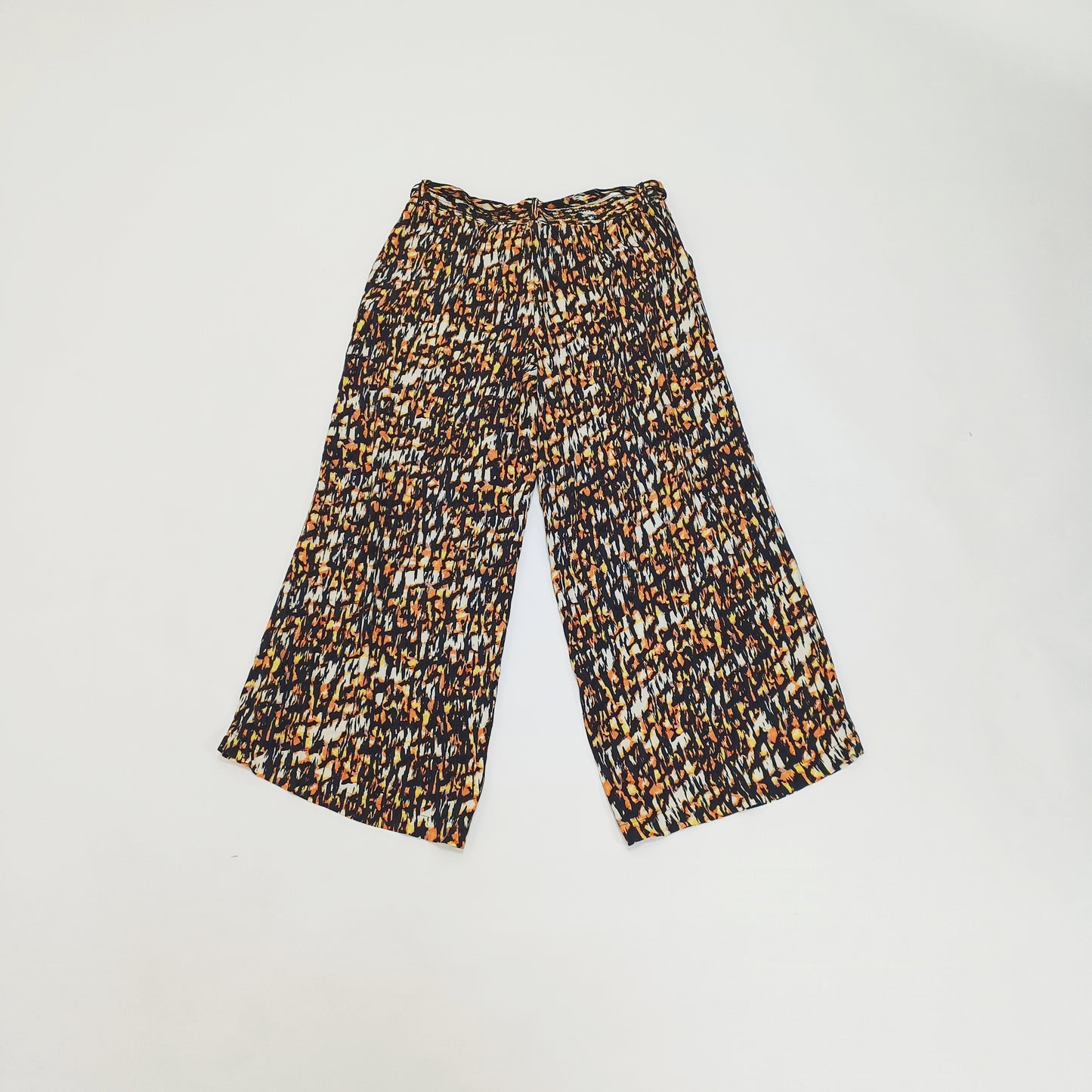 Orange & Black Wide Leg High Waist Trousers Size Large | Preloved