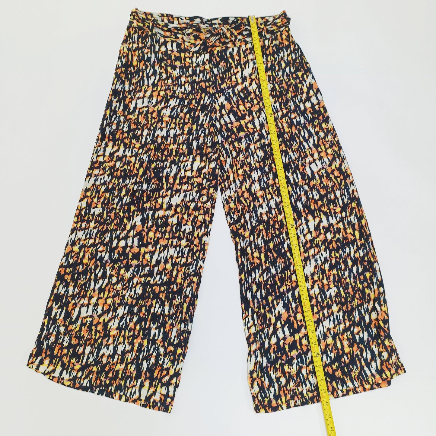 Orange & Black Wide Leg High Waist Trousers Size Large | Preloved