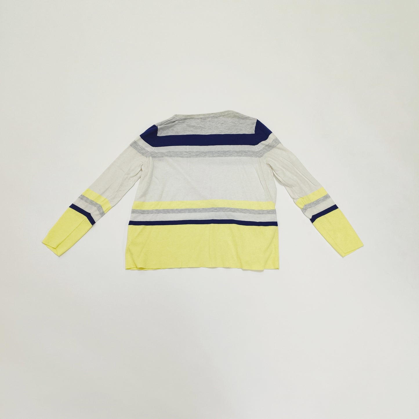 Yellow , White & Blue Striped Lightweight Womens Jumper Size Large | Preloved