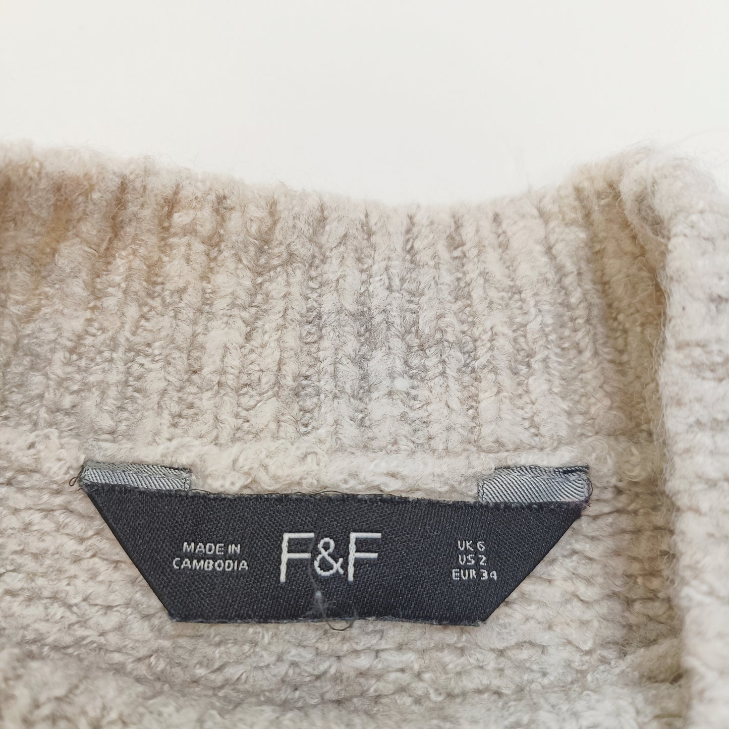 Grey & Hot Pink High Neck Knitted Jumper Size Extra Small | Preloved
