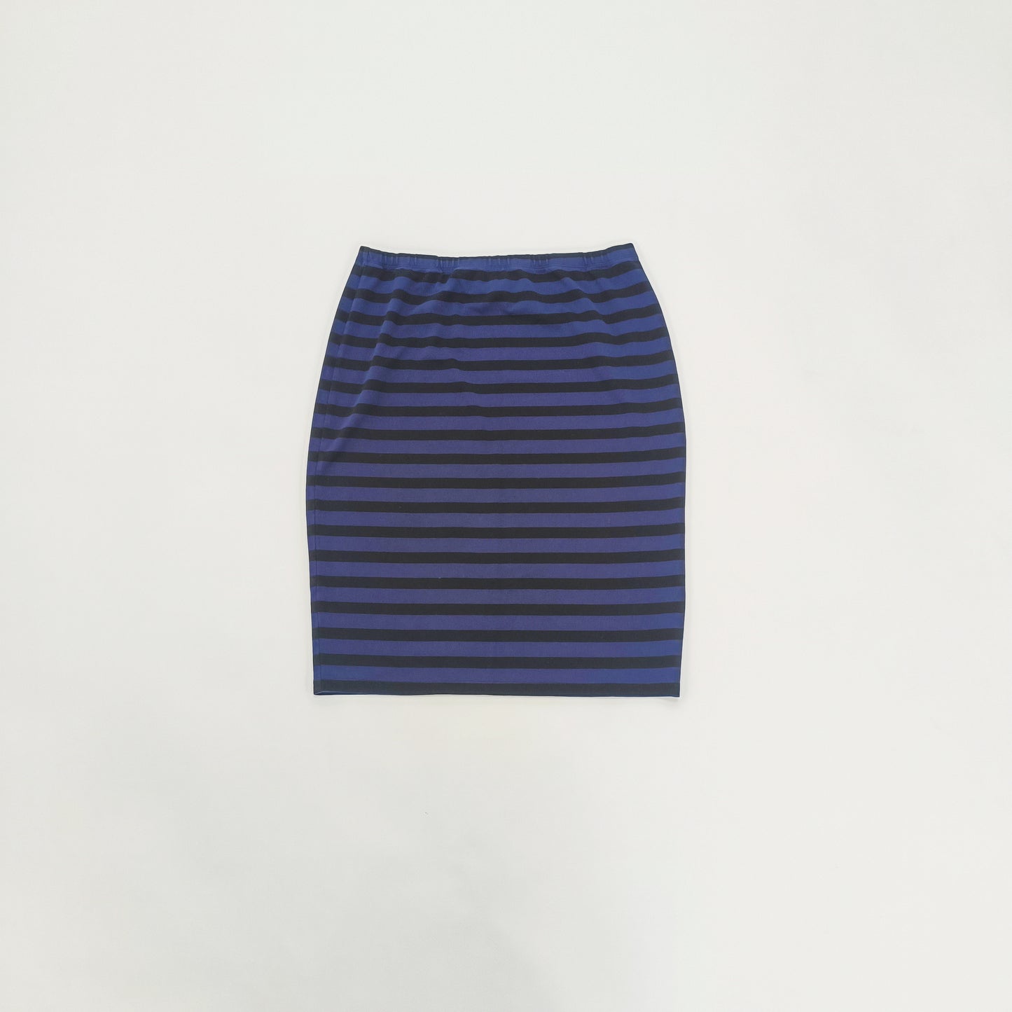 Blue & Black Striped Elasticated Waist Mini Skirt Size Extra Large | Preloved