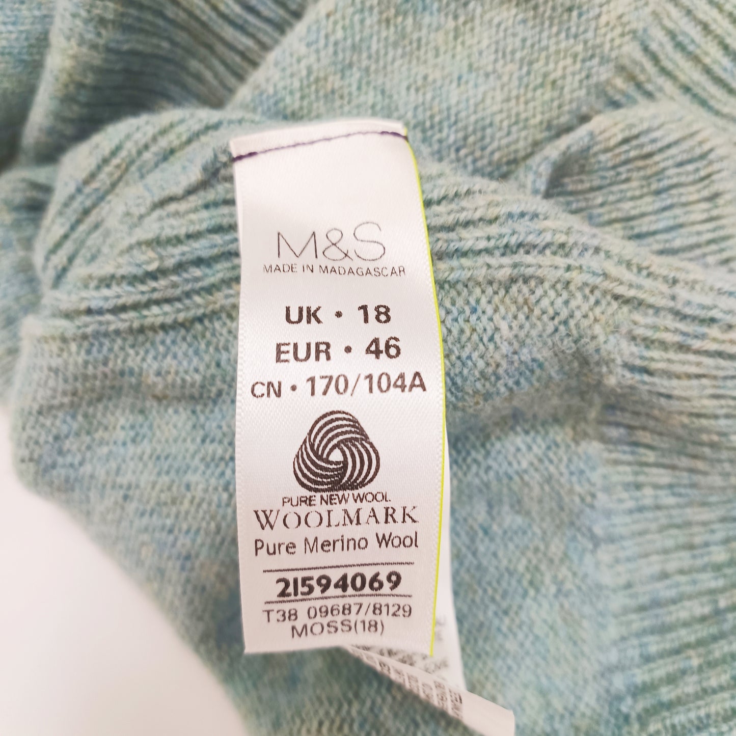 Blue Wool Knitted V Neck Womens Jumper Size Large | Preloved