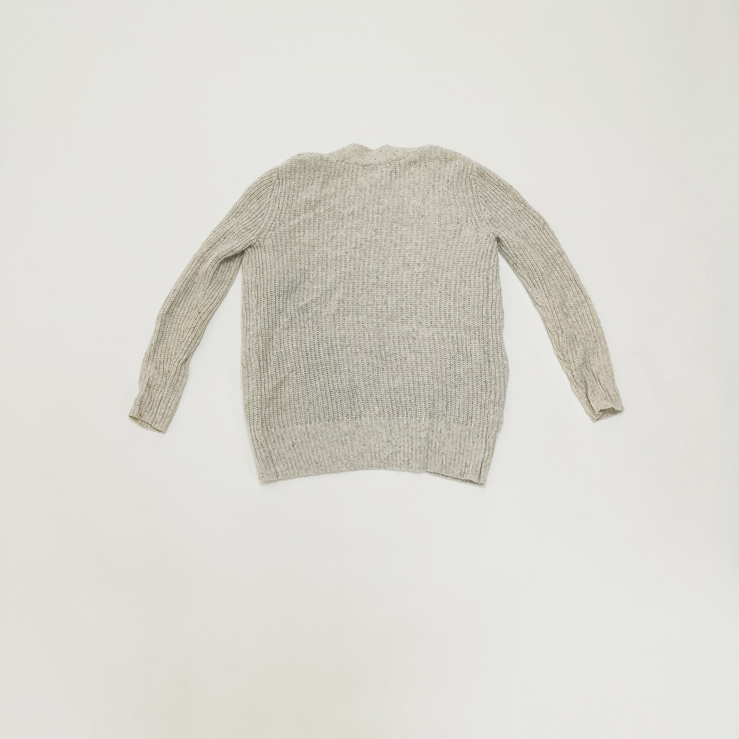 Grey Multi Coloured Fleck Longline Knitted Cardigan Size Medium | Preloved