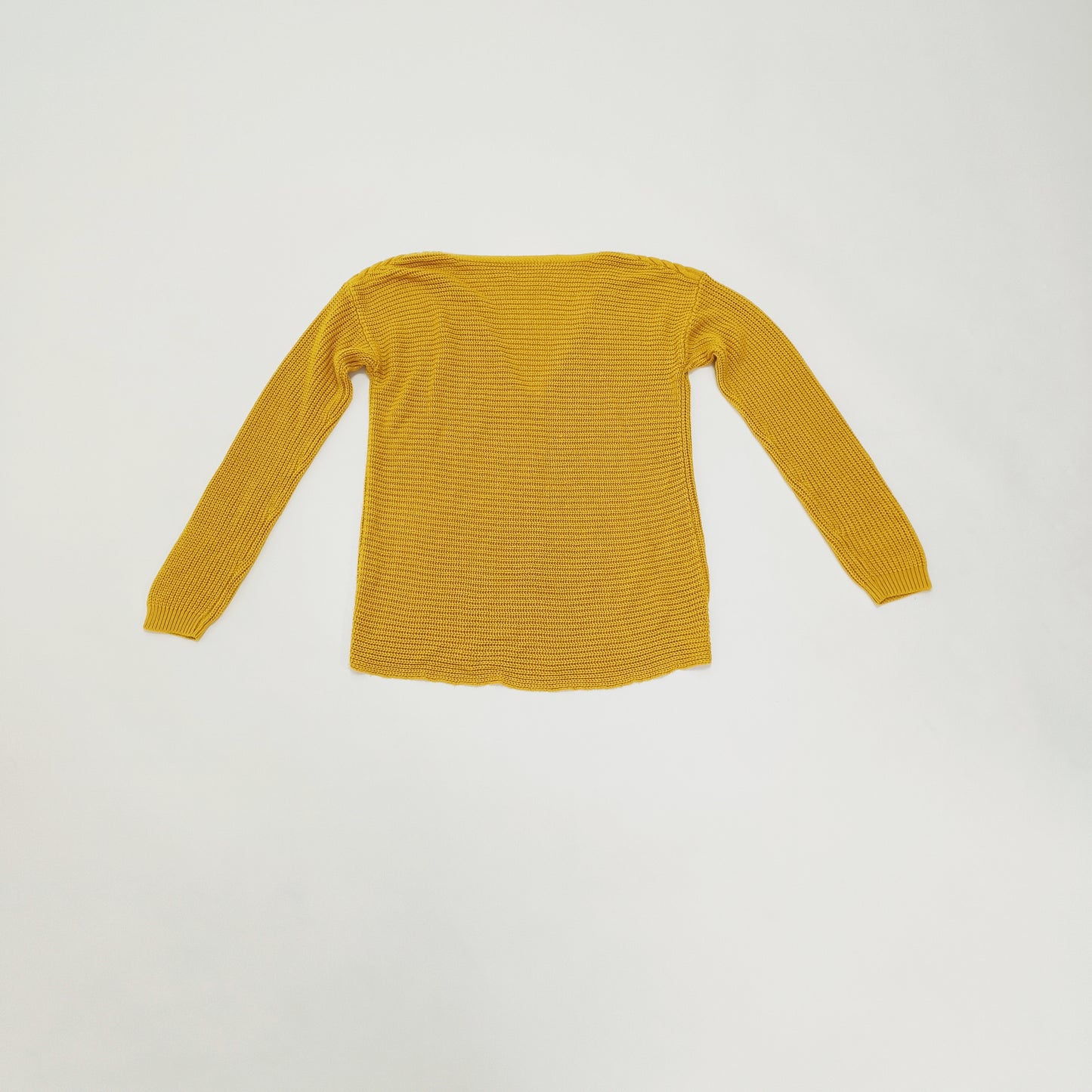 Mustard Yellow V Neck Chunky Knit Jumper Size Medium | Preloved