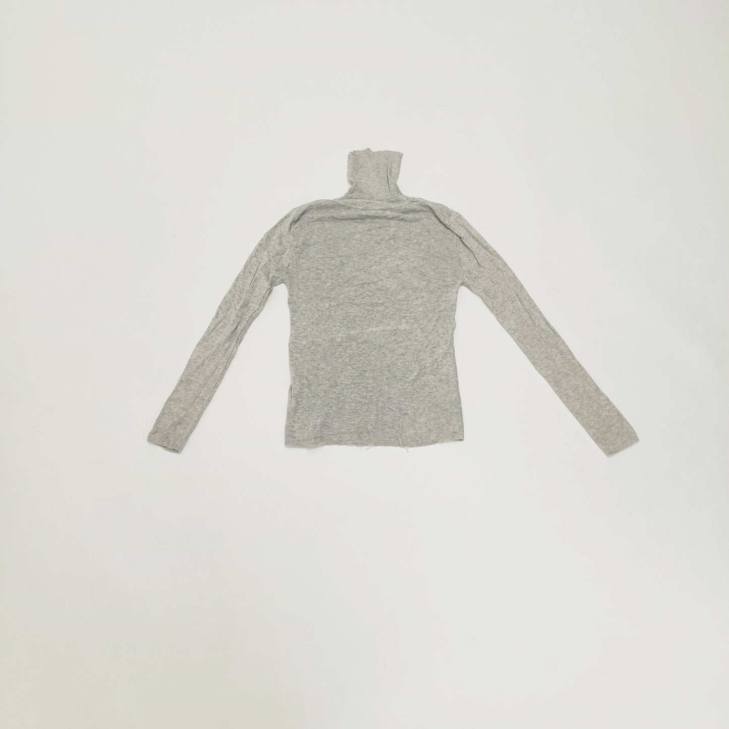 Light Grey Funnel Neck Ribbed Knitted Jumper Size Small | Preloved