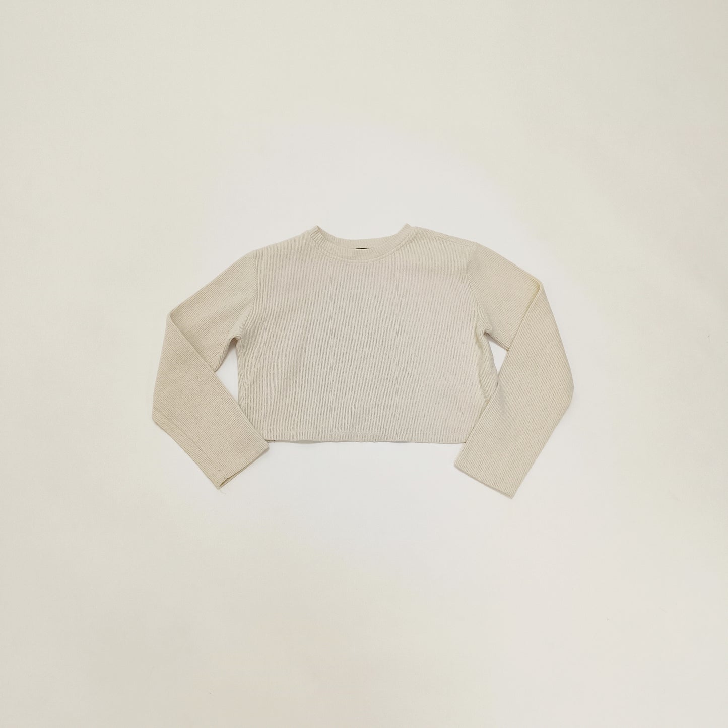 Cream Ribbed Cropped Womens Jumper Size Small | Preloved