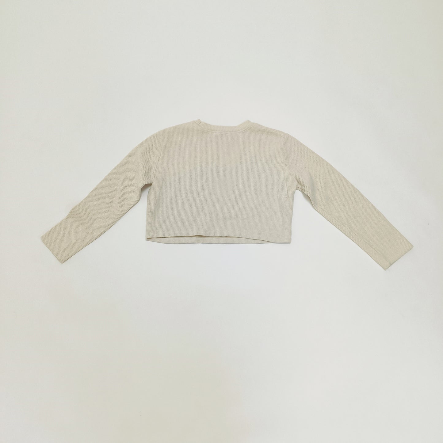 Cream Ribbed Cropped Womens Jumper Size Small | Preloved
