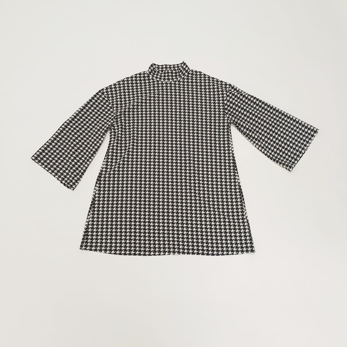 Monochrome Houndstooth Mini Shift Dress Size Extra Large | Preloved