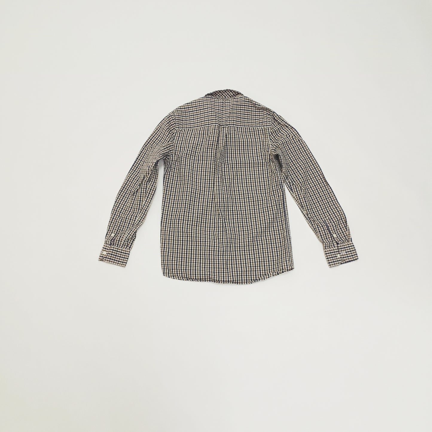 Brown & Blue Checked Long Sleeve Mens Shirt Size Extra Small | Preloved