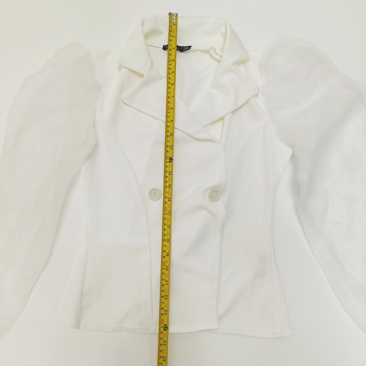 White Mesh Sleeve Blazer Style Top Size Medium | Preloved