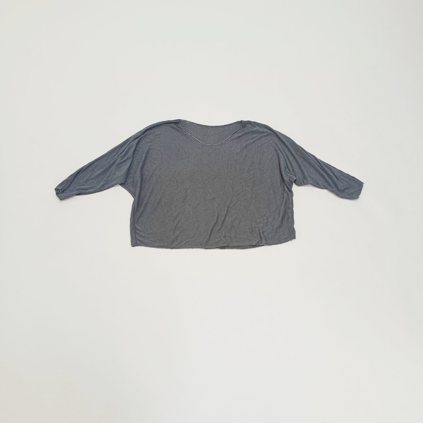 Grey Metallic Edged Scoop Neck Top Size Small | Preloved