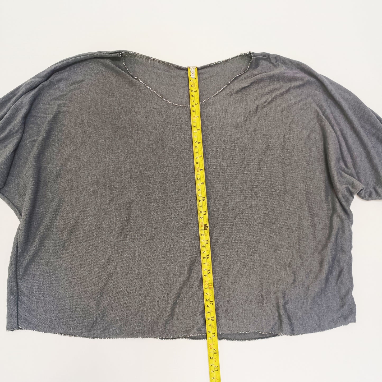 Grey Metallic Edged Scoop Neck Top Size Small | Preloved