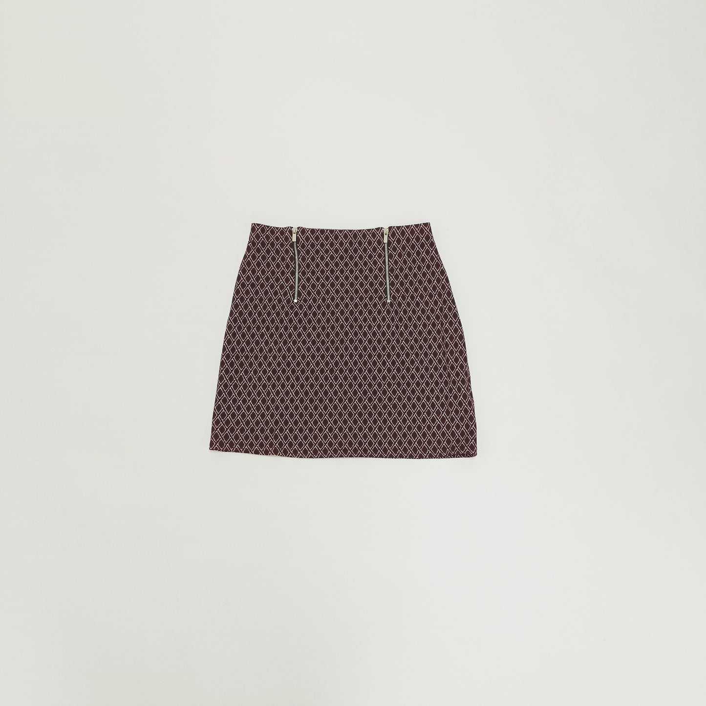 Red Geometric Print Zip Detail Mini A Line Skirt Size Extra Small | Preloved