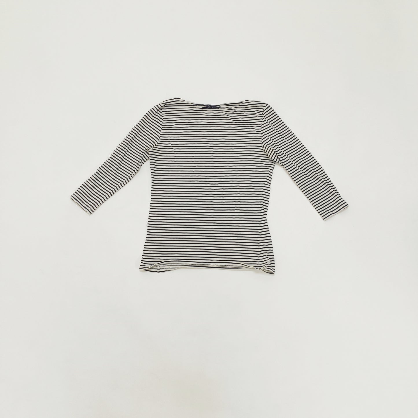White & Blue Bretton Striped T-Shirt Size Small | Preloved