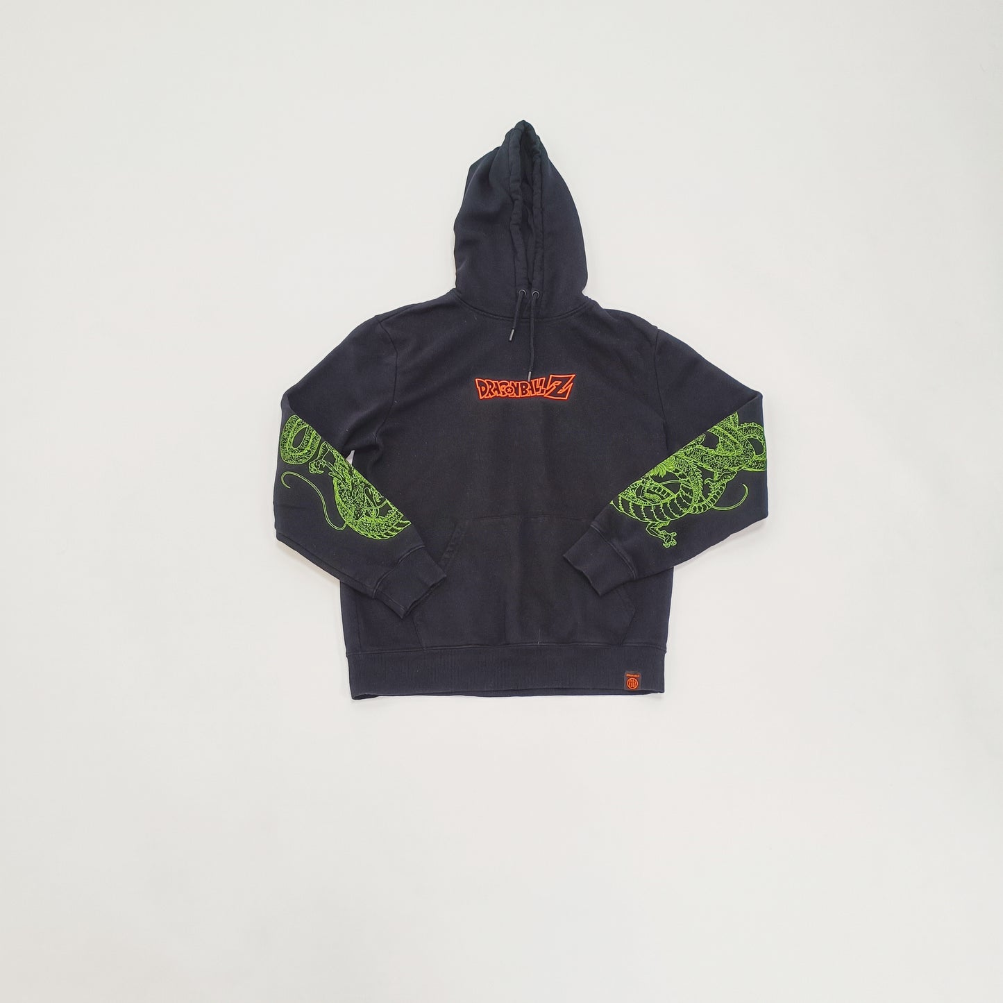 Black Slogan Green & Orange Detailed Hoodie Size Medium | Preloved