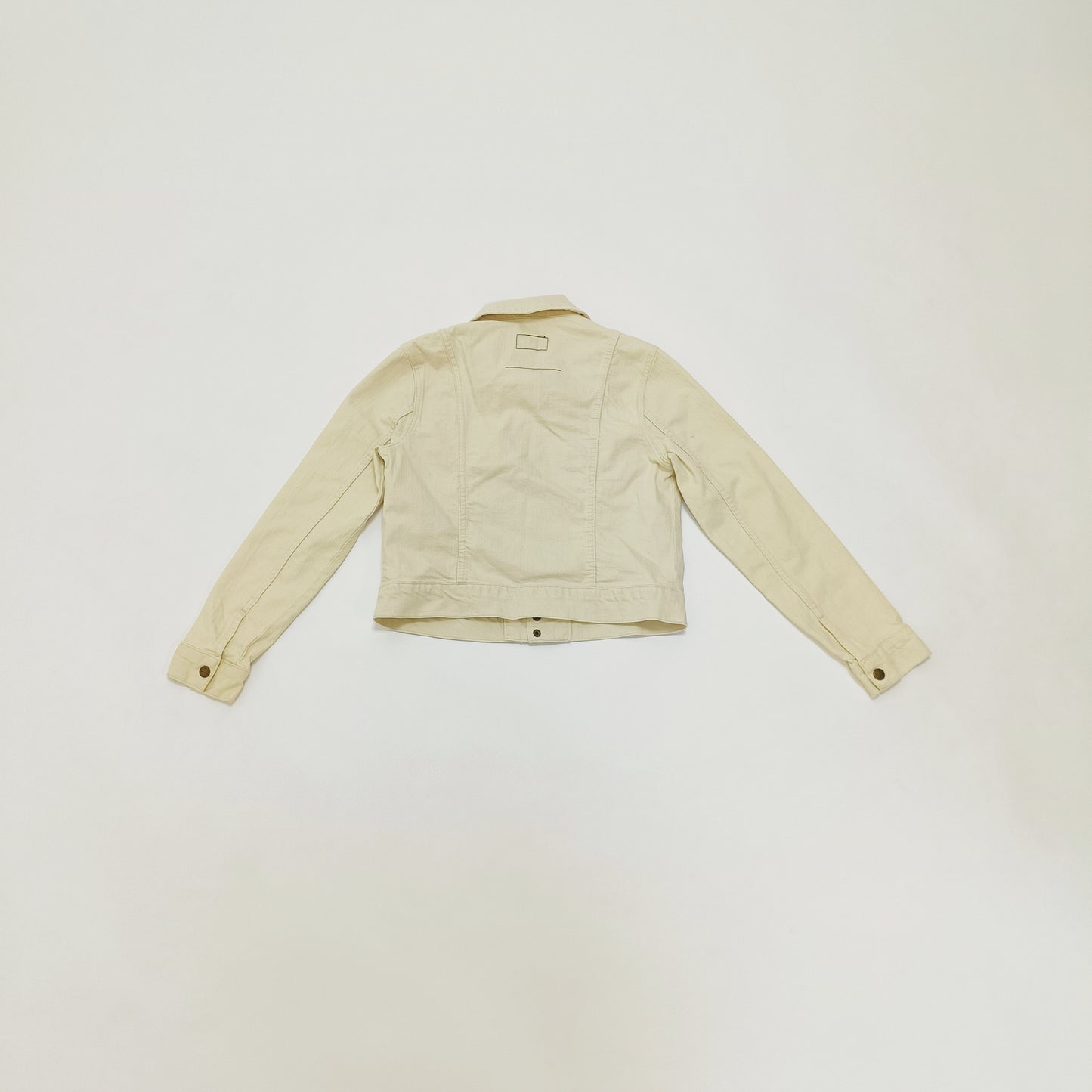 Cropped Cream Denim Jacket Size Small | Preloved